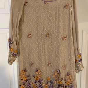 Beautiful chiffon full embroidered shirt, dupatta and trouser.
